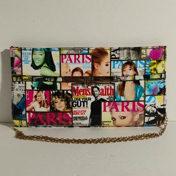 Paris Magazine Cover Clutch/Crossbody Purse  11"x6" - Picture 1 of 8